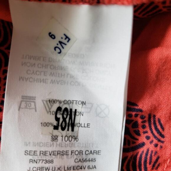 J. Crew Tangerine Safari Elephant Print Split V Neck Pintuck Raglan Top Size 0 - Picture 11 of 11